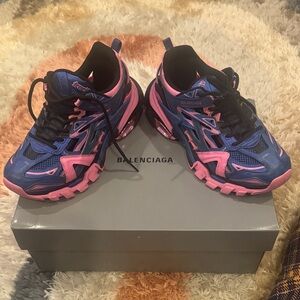 Balenciaga Women's Vibrant Blue and Pink Sneakers